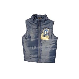 Sonic The‎ Hedgehog Puffer Vest Size 7 Blue Zip Front Anime Character NWOT